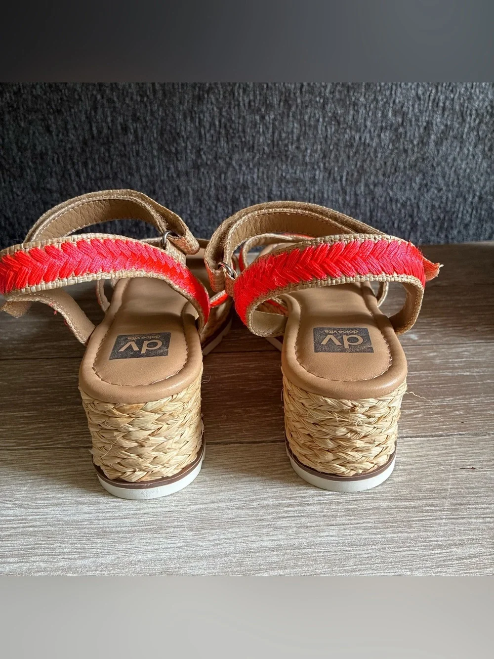 DV by Dolce Vita Girls Neon Pink and Tan Espadrille Wedge Sandals